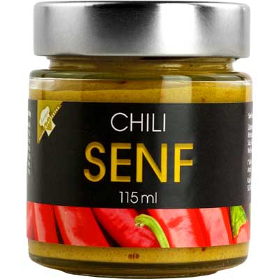 Senf Chili-Senf  Senf mit Chili   Vegan  hausgemacht BARRIQUE-Feine Manufaktur Niedersachsen Deutschland 115mlGlas