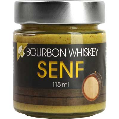 Senf Bourbon-Whiskey-Senf  mit Bourbon Whiskey   Vegan  BARRIQUE-Feine Manufaktur hausgemacht Niedersachsen Deutschland 115mlGlas