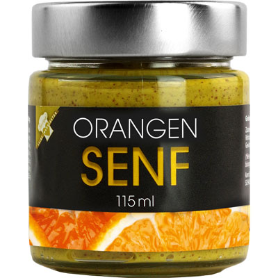 Senf Orangen-Senf  Orangensenf   Vegan  BARRIQUE-Feine Manufaktur hausgemacht Niedersachsen Deutschland 115mlGlas