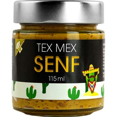 Senf Tex-Mex-Senf  Tex-Mex-Senf   Vegan  hausgemacht BARRIQUE-Feine Manufaktur Niedersachsen Deutschland 115mlGlas