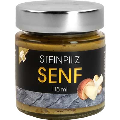 Senf Steinpilz-Senf  Steinpilz-Senf   Vegan  BARRIQUE-Feine Manufaktur hausgemacht Niedersachsen Deutschland 115mlGlas