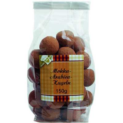 Schoko Kugeln Mocca Arabica  flüssig gefüllt   Vegetarisch  BARRIQUE-Feine Manufaktur Münsterland Deutschland 150g-Pack