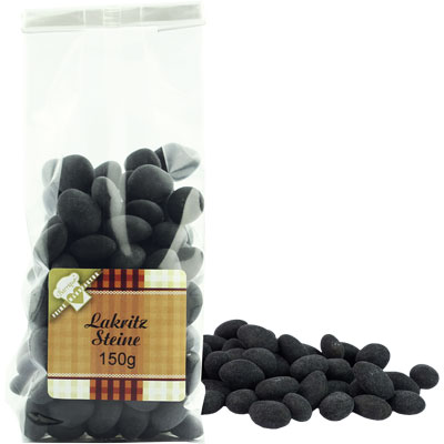 Lakritz Steine  Lakritzfüllung   Vegan  BARRIQUE-Feine Manufaktur Holstein Deutschland 150g-Pack