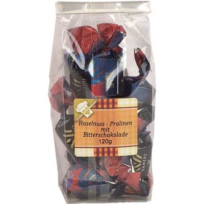 Pralinen mit Bitterschokolade  120g Haselnuss-Pralinen   Vegetarisch  Cioccolatieri Vanini Lombardei Italien 120g-Pack