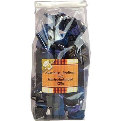 Pralinen mit Milchschokolade  120g Haselnuss-Pralinen   Vegetarisch  Cioccolatieri Vanini Lombardei Italien 120g-Pack