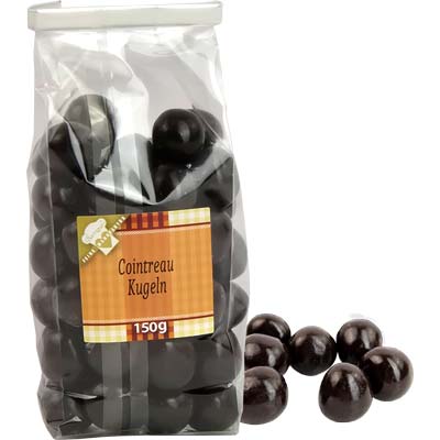 Schoko Kugeln Cointreau  m.Alkohol flüssig gefüllt   Vegetarisch  BARRIQUE-Feine Manufaktur Kampanien Italien 150g-Pack