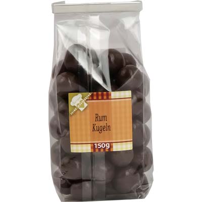Schoko Kugeln Rum  m.Alkohol flüssig gefüllt   Vegetarisch  BARRIQUE-Feine Manufaktur Kampanien Italien 150g-Pack