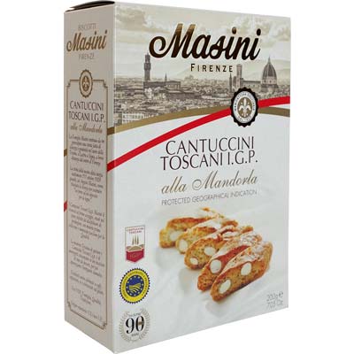 Cantuccini Toscani IGP  Mandelgebäck aus Italien   Vegetarisch  Biscottificio Pietro Masini Toskana Italien 200g-Pack