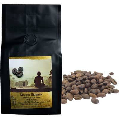 Kaffeebohnen Mocca Sidamo  ganze Bohnen,100% Arabica   Vegan  BARRIQUE-Feine Manufaktur Sidamo Äthiopien Deutschland 500g-Pack