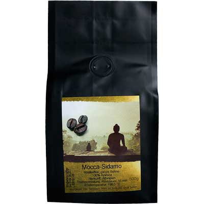 Kaffeebohnen Mocca Sidamo  ganze Bohnen,100% Arabica   Vegan  BARRIQUE-Feine Manufaktur Sidamo Äthiopien Deutschland 500g-Pack