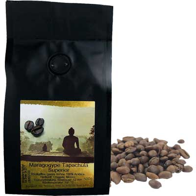Kaffeebohnen Maragogype  ganze Bohnen,100% Arabica   Vegan  Rösterei Machwitz Mexiko Mexiko 500g-Pack