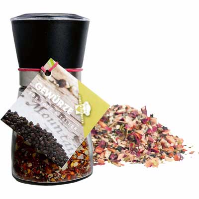 Feuer und Flamme Gewürz  in Gewürzmühle  Bio Vegan  BARRIQUE-Feine Manufaktur hausgemacht Hamburg Deutschland 80g-Glas