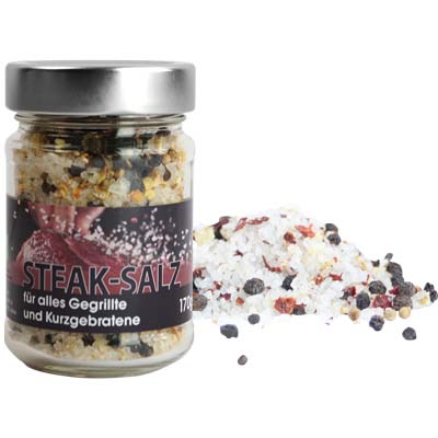 Salz Steak-Salz  in Nachfüllglas  Bio Vegan  hausgemacht BARRIQUE-Feine Manufaktur Niedersachsen Deutschland 170g-Glas