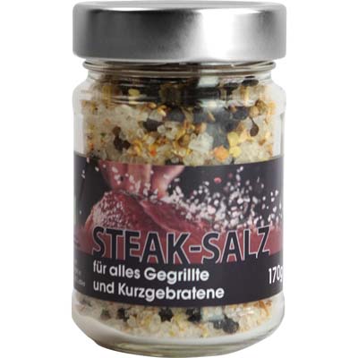 Salz Steak-Salz  in Nachfüllglas  Bio Vegan  hausgemacht BARRIQUE-Feine Manufaktur Niedersachsen Deutschland 170g-Glas
