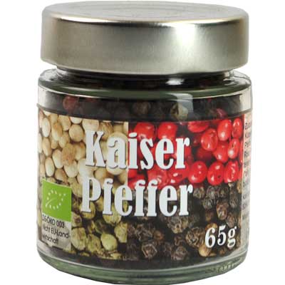 Pfeffer Kaiserpfeffer  65g Nachfüllglas   Vegan  BARRIQUE-Feine Manufaktur hausgemacht Niedersachsen Deutschland 65g-Glas