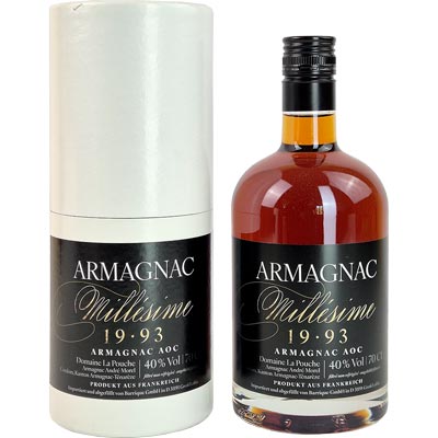 Armagnac Jahrgang 1993 1993 Armagnac AC XO Mill&eacute;sime   Vegan  Domaine La Pouche Gascogne Frankreich 700ml-Fl