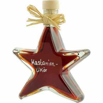 Kastanienlikör Präsent  Stern mit Kastanienlikör   Vegan  BARRIQUE-Weihnachtsflaschen Burgund Frankreich 200ml-Fl